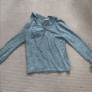 Gray tie up hoodie
